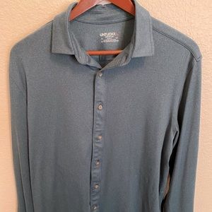 Men’s Untuckit Medium Long Sleeve Button Down, Blue
